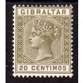 GIBRALTAR Sg24 1896 20c Olive-Green & brown M/M...