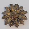 Vintage Gold Wash Vermeil Silver Filigree Sunfl...