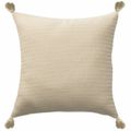 18" X 18" Beige And Ivory 100% Cotton Striped Z...