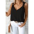 Black V Neck Knotted Shoulder Vest