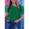 Dark Green Tulle Ruffle Sleeve Blouse