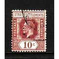 MALAYSIA STRAITS SETTLEMENTS 1913 SG202 10c PUR...