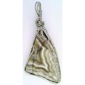 Banded Agate Stainless Wire Wrap Gemstone Penda...
