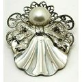 Vintage Angel Pin Brooch Mixed Metal Filigree 1...