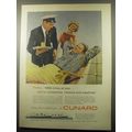 1959 Cunard Cruise Ad - Today.. 1500 miles at sea.. you're completely relaxed