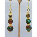 Colorful Nepal Stone Beaded Gold Plated Earrings