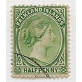 FALKLAND ISLANDS 1891 QV WMK CA HALF PENNY USED...