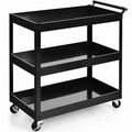 3-Tier Utility Cart Rolling Metal Cart with Han...