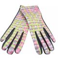 Ladies Gloves Pink & Green Weave Detail with Bl...