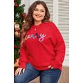 Fiery Red Tinsel merry Pattern Drop Shoulder Pl...