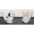 2 x Ceramic Water Whistles - Dog & Pig