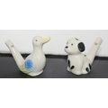 2 x Ceramic Water Whistles - Dog & Duck