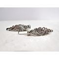Small tiny silver metal filigree hair pin allig...