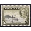 Nyasaland KGVI 1945 9d Black Olive Boat Lake Ny...