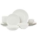 Elama Camellia 16 Piece Porcelain Double Bowl D...