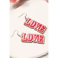 Pink Valentines Day LOVE Pendant Hook Earrings