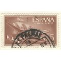 Spain 1955 - 5p reddish brown - Ship & Plane - used