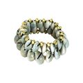 New Double Row Shell & Gold Beads Bracelet