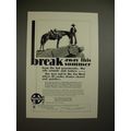 1930 Santa Fe Railway Ad w/ Cowboy - Break Away