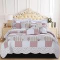 3 PCS Patchwork Bedspread Quilted Bed Throw Set...