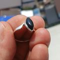 Minimalist Black Onyx silver Ring, Sterling Sil...