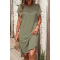 Jungle Green Waffle Texture Curved Hem Side Sli...