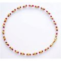 Anklet #004 gold & sparkling clear red glass be...