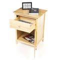 Natural Wood Finish 1-Drawer Bedside Table Cabi...