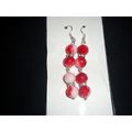 Four faceted round red & white with clear rhine...