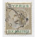 CYPRUS 1894 QV SIX PIASTRES TWO COLOURS WMK CA ...