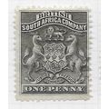 BSAC 1892 SOUTH AFRICA COMPANY ARMS 1d BLACK ON...