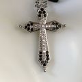 Necklace Petite Cross 925 Sterling Blue Crystal...