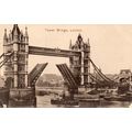 Tower Bridge Raised Up Boats LONDON Original Po...