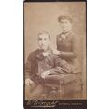 VICT. CDV PHOTO -COUPLE WEARING BUTTON HOLE FLO...