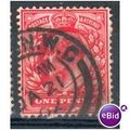 GB stamps 1902-10 KEV11 - 1d SG219 London 62