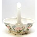 Porcelain Basket with Handle Floral Pink Roses ...