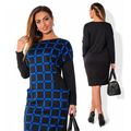 Women's Blue & Black Casual O-Neck Plaid Office...