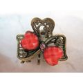 small mini metal jeweled antique bronze hair cl...