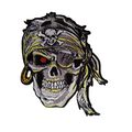 Pirate Skull Iron On Patch 8cm x 10cm Badge Sew...