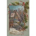 ZAYIX US Postcard Christmas Cottage Artist Sign...