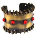 Brass Cuff Imitation Stone - Red Stone Color - ...