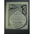 1926 3-in-One Oil Ad - Just a Drop or Two