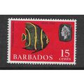 BARBADOS 1965 MARINE LIFE 15c ANGELFISH BLACK Y...