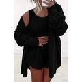 Black 3 Pcs Crop Tank Top Shorts with Cardigan ...
