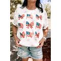Khaki Patriotic Flag Bow Graphic Starry Round N...