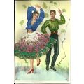 Spanish Silk COSTUME Embroidered Postcard (Prat)