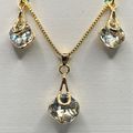 Necklace Earrings Set Crystal and Gold #647