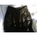 Leather pants black front pleat side pockets si...