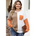 Chestnut Plus Size Color Block Textured Patchwo...