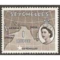 Seychelles QEII 1954 1r Grey Black Mounted Mint...